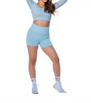 NEW NAVANO tidal comfort pull-on gym shorts in light blue